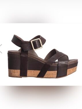 Antelope Women’s Dark Brown Leather Cork Wedge Sandals